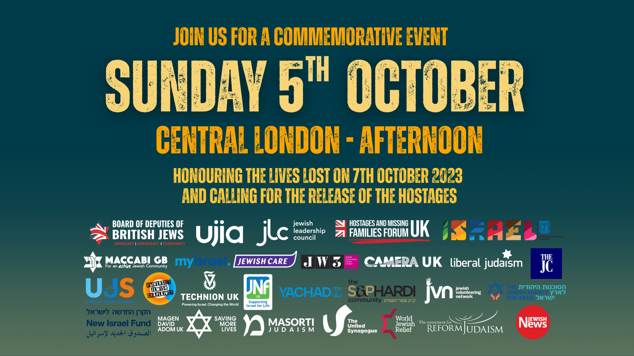 Join us for a commemorative event SUNDAY 5th OCTOBER Central London - afternoon