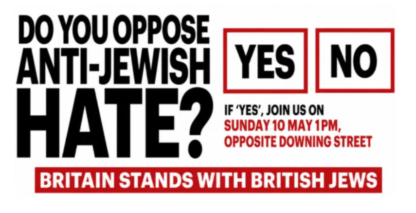 Stand with Britain’s Jewish community to oppose antisemitism this Sunday in central London