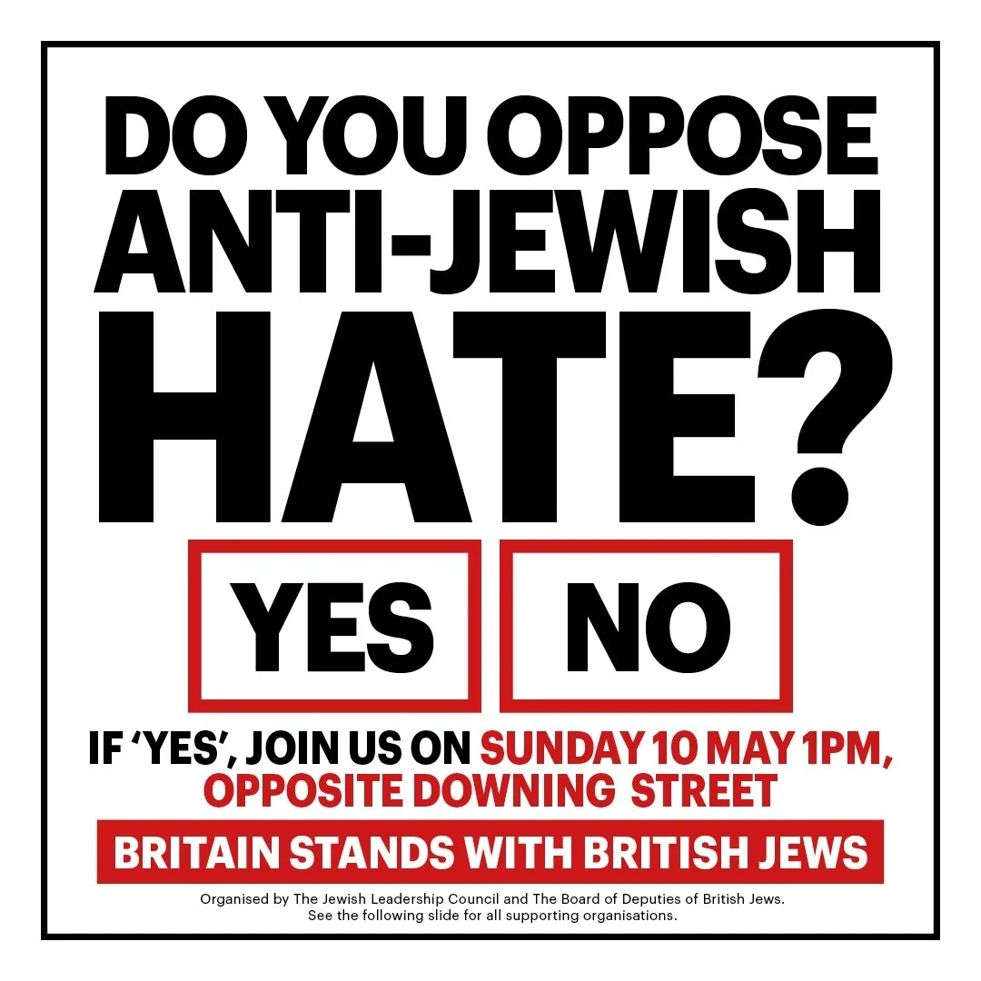 Stand with Britain’s Jewish community to oppose antisemitism this Sunday in central London